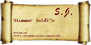 Stummer Jolán névjegykártya