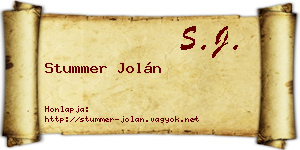 Stummer Jolán névjegykártya